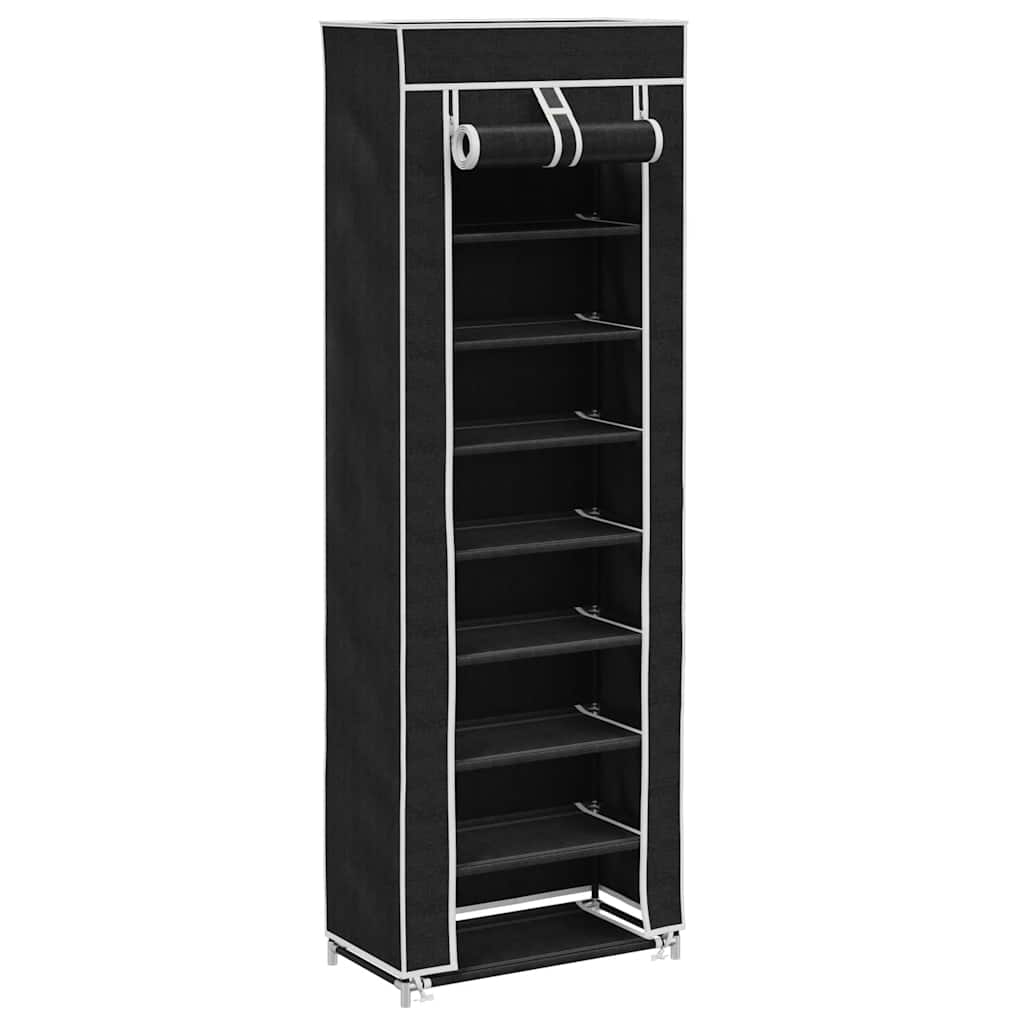Armadietto di scarpe Vidaxl con copertura 57x29x162 tessuto nero
