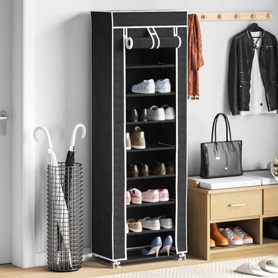 Gabinete de zapato Vidaxl con cubierta 57x29x162 tela negra