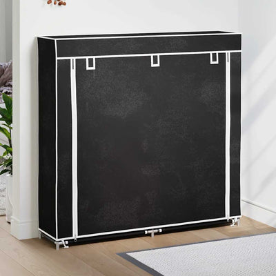 Armadietto di scarpe Vidaxl con copertura 115x28x110 tessuto nero