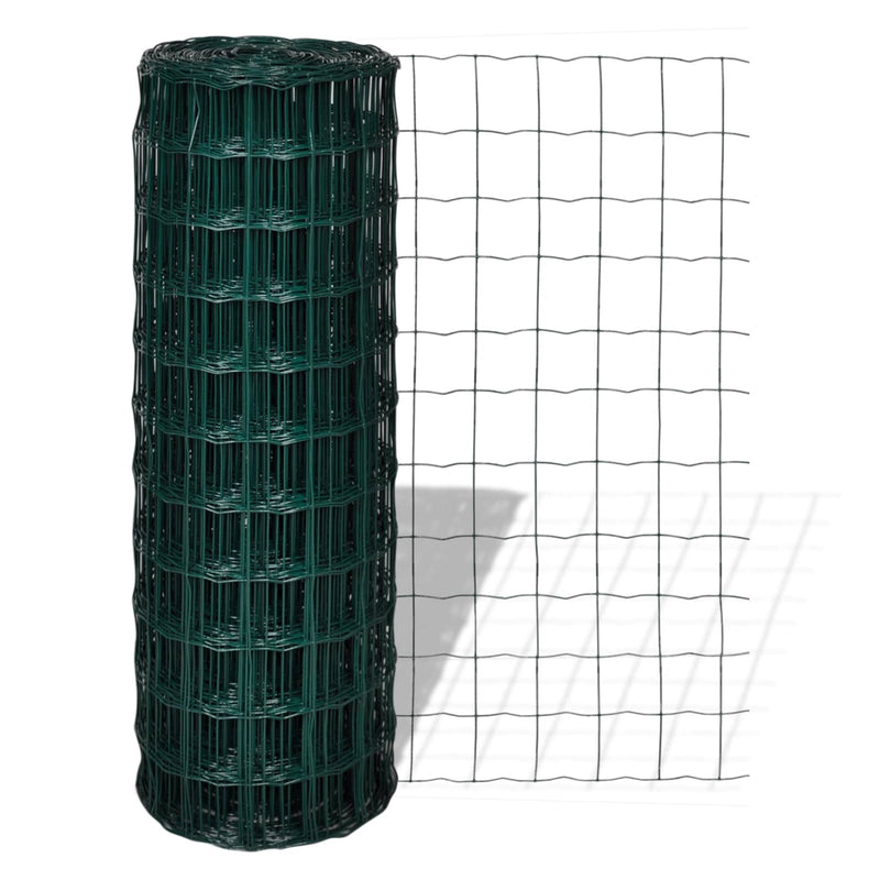 Vidaxx euro valla verde 1000 x 180 cm hierro recubierto de PVC