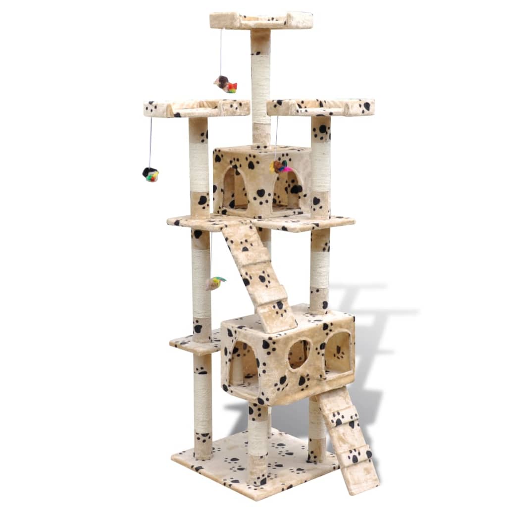Vidaxl Cat Grakeding Post con impronte gambe e 2 case da 170 cm beige