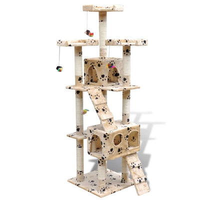 Vidaxl Cat Grakeding Post con impronte gambe e 2 case da 170 cm beige