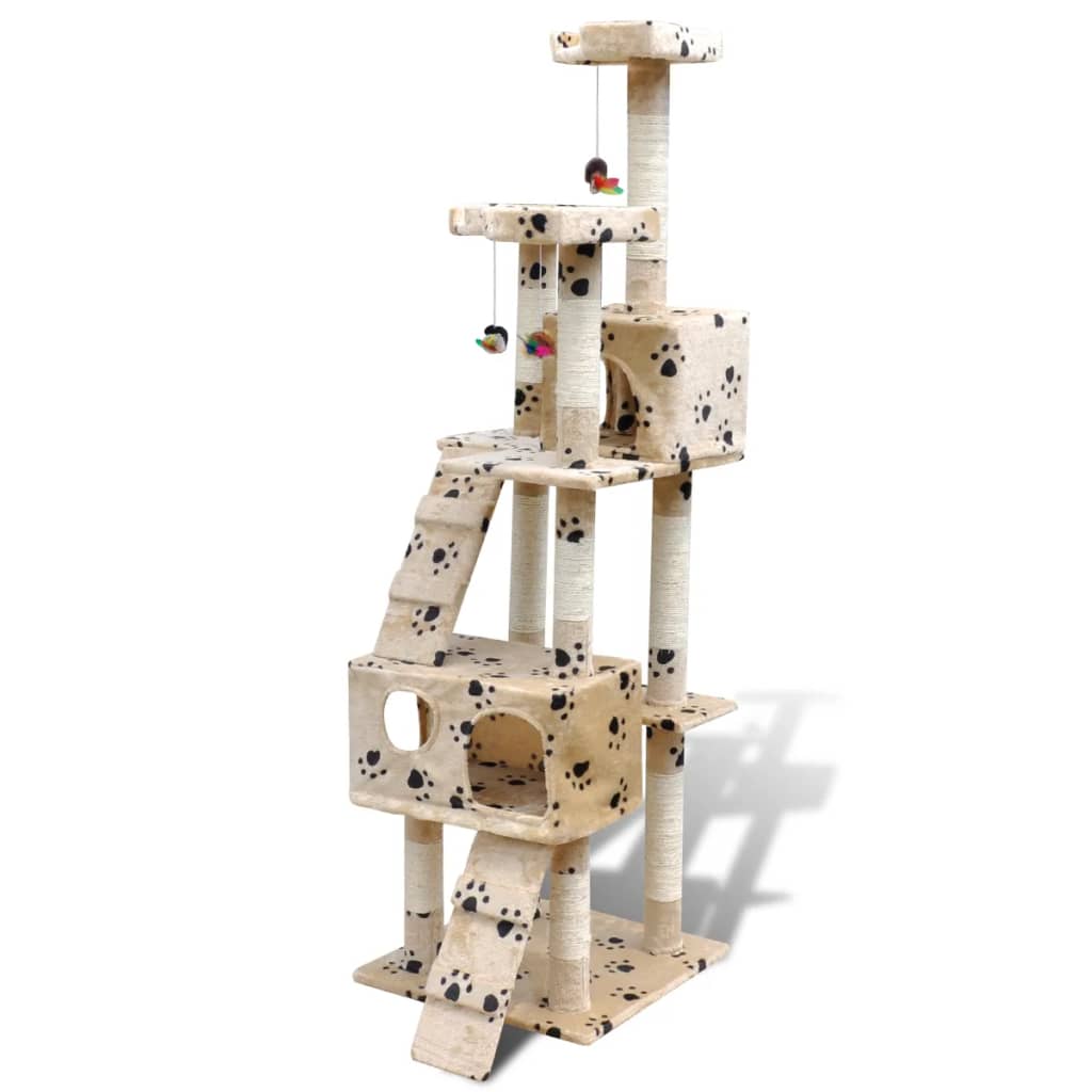 Vidaxl Cat Grakeding Post con impronte gambe e 2 case da 170 cm beige