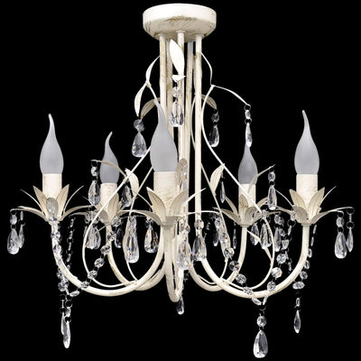 Candelera de cristal Vidaxl con diseño blanco elegante (5 lámparas)