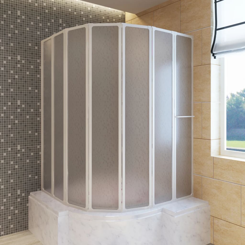 Vidaxl doccia e vasca schermo 140 x 168 cm 7 pannelli con rastrelliera