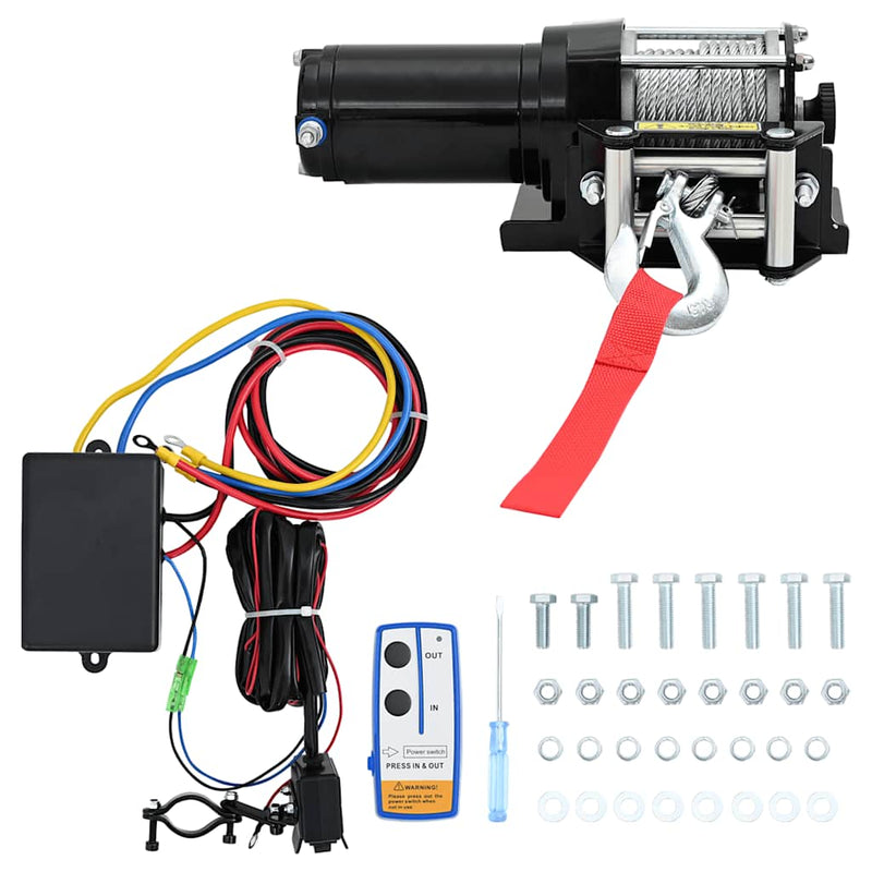 Vidaxl Electric Winch 12 V 1360 kg con placa de montaje y ventana de rodillo