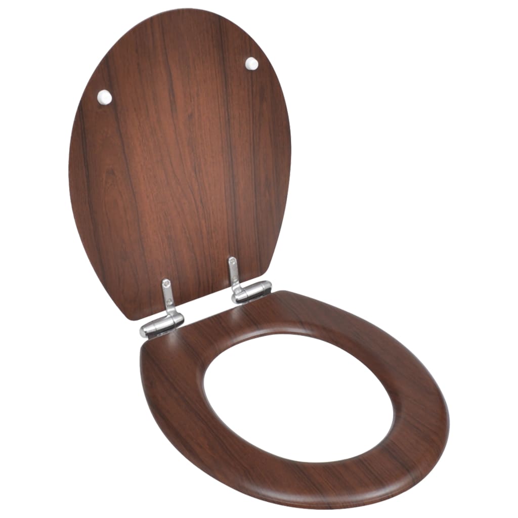 Asiento de inodoro Vidaxl diseño simple de cierre suave mdf marrón