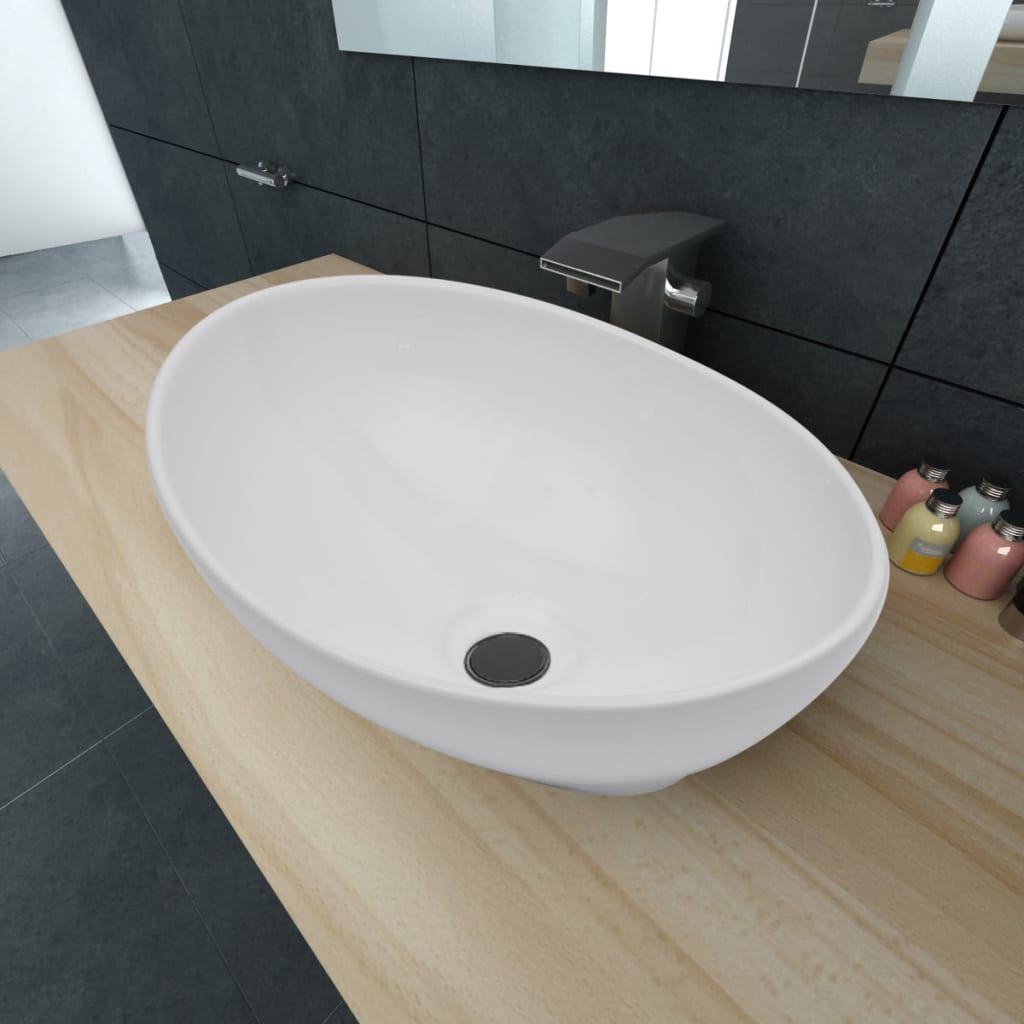Vidaxl Washbasin Oval 40x33 cm Cerámico blanco