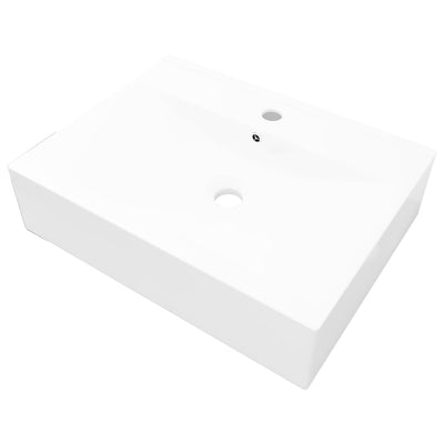 Vidaxl Washbasin con agujero de grúa rectangular 60x46 cm de cerámica blanca