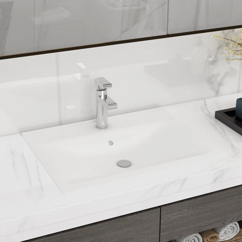 Vidaxl Washbasin con agujero de grúa rectangular 60x46 cm de cerámica blanca