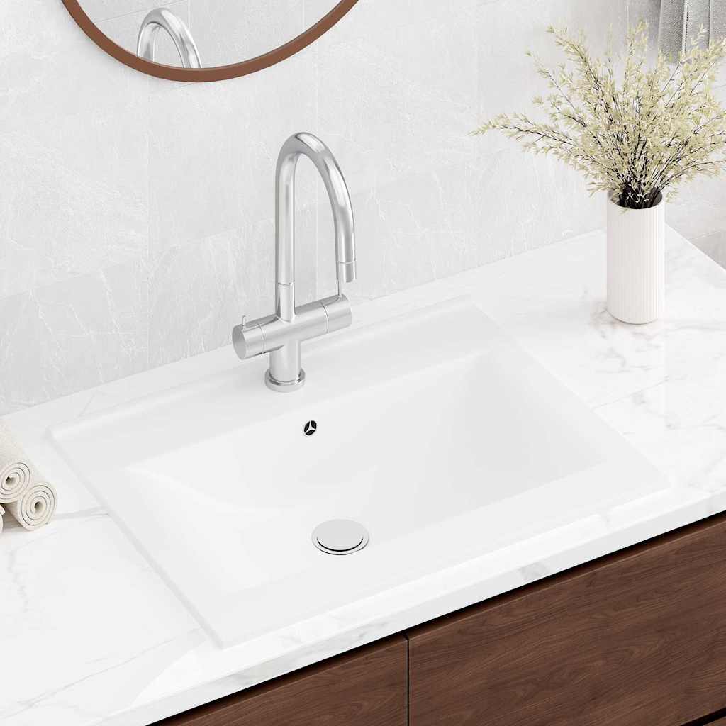 Vidaxl Washbasin con agujero de grúa rectangular 60x46 cm de cerámica blanca