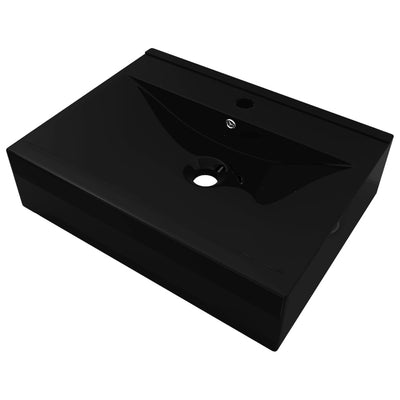 Vidaxl Washbasin con agujero de grifo rectangular 60x46 cm de cerámica negra