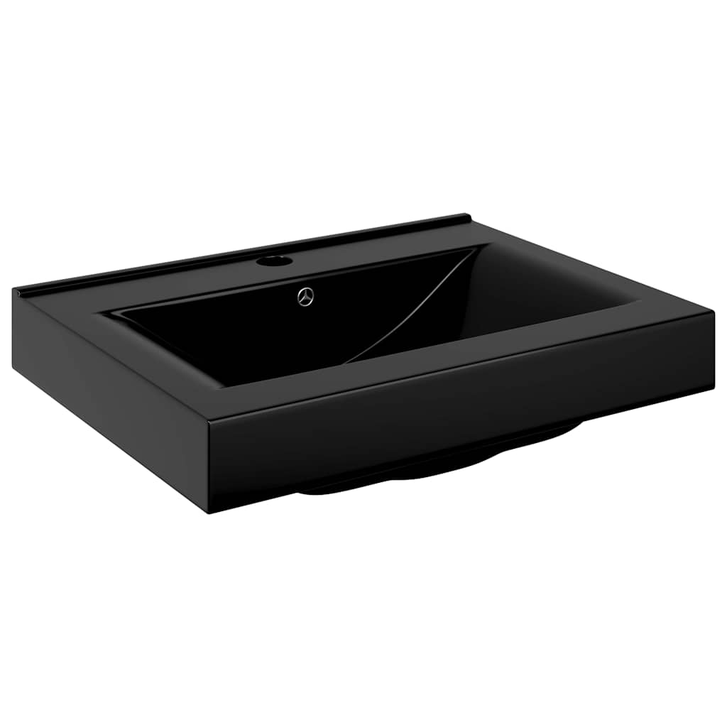 Vidaxl Washbasin con agujero de grifo rectangular 60x46 cm de cerámica negra