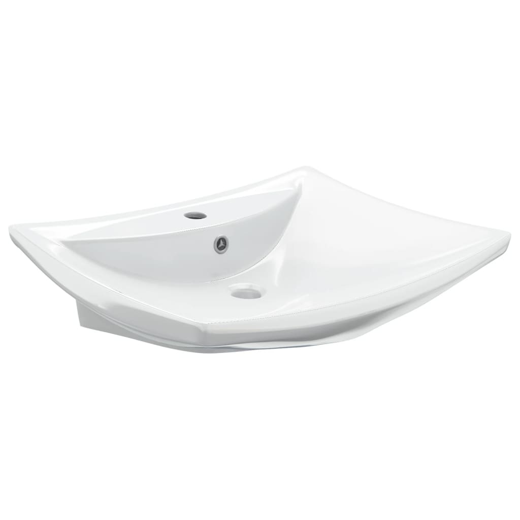 Vidaxl Washbasin con atterraggio e ceramica rettangolare del foro di gru