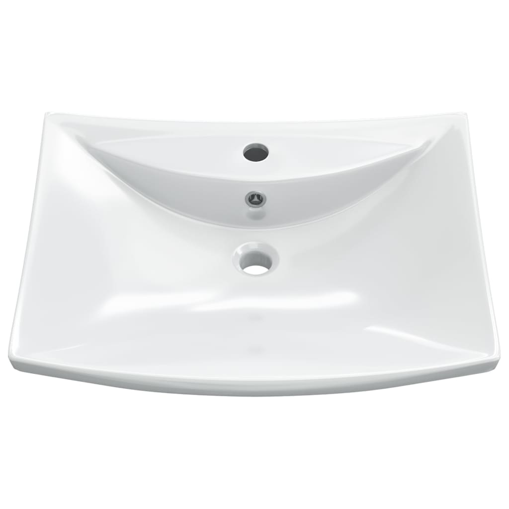 Vidaxl Washbasin con atterraggio e ceramica rettangolare del foro di gru