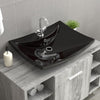 Vidaxl Washbasin con atterraggio e ceramica rettangolare nera foro