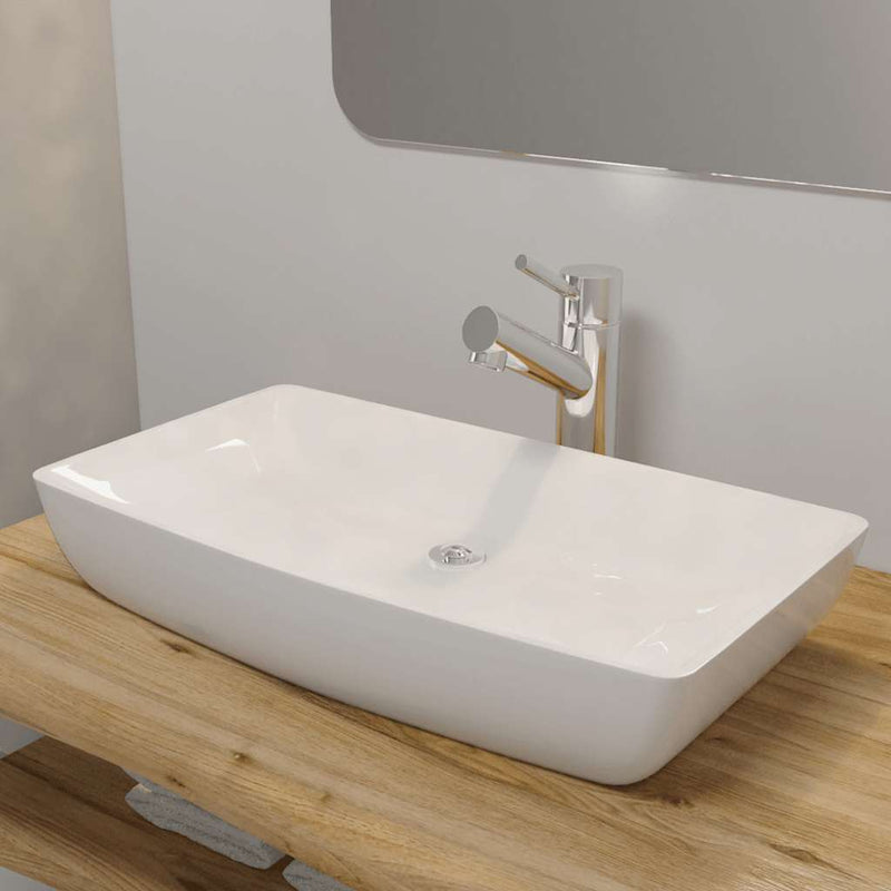 Vidaxl Luxury cerámico fregadero 71 x 39 cm (blanco)