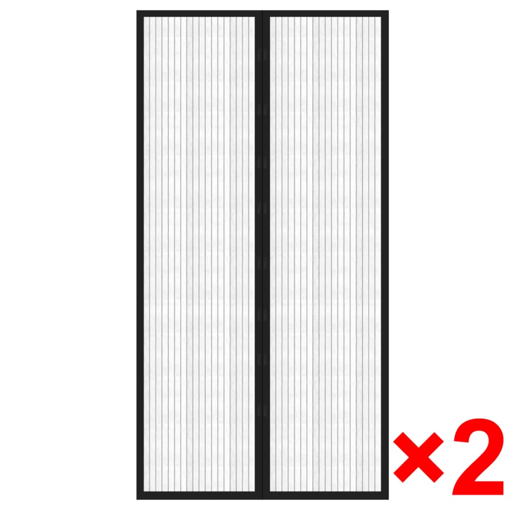 Cortinas de puerta de insectos Vidaxl 2 PCS Magnetic 210x100 cm Negro