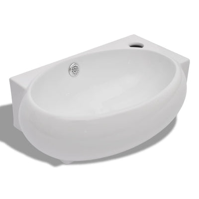 Vidaxl Washbasin con agujero de grúa y cerámica de aterrizaje blanco