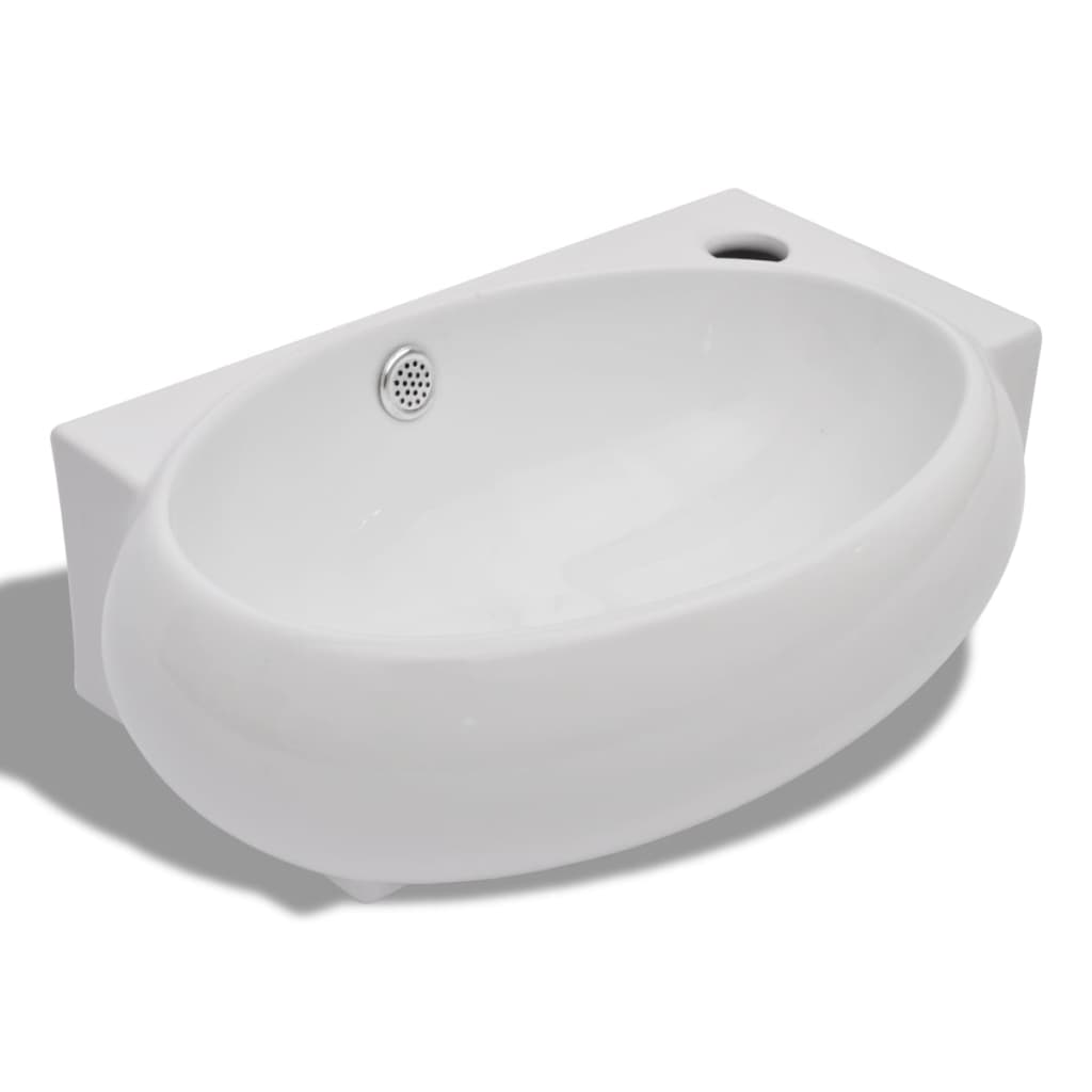 Vidaxl Washbasin con agujero de grúa y cerámica de aterrizaje blanco