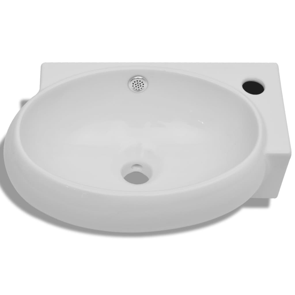 Vidaxl Washbasin con agujero de grúa y cerámica de aterrizaje blanco
