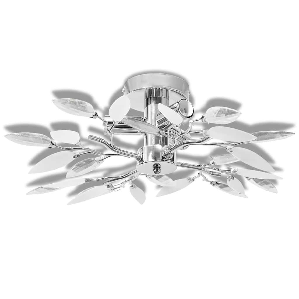 Vidaxl Lampada a soffitto con foglie di cristallo 3xe14 bianco acrilico e trasparente