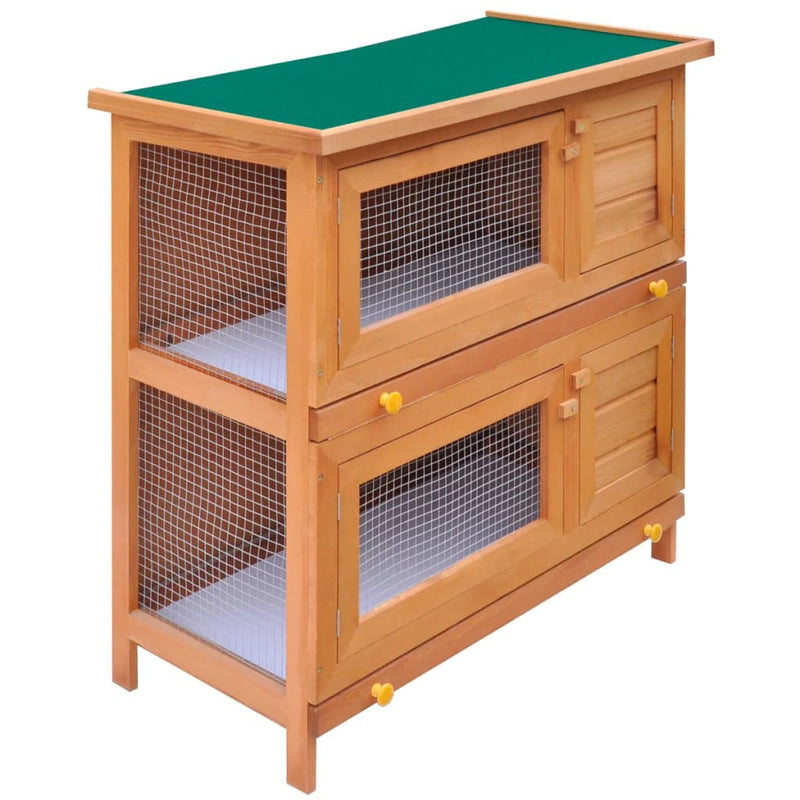 Hutch di coniglio Vidaxl per l'esterno con 4 porte in legno