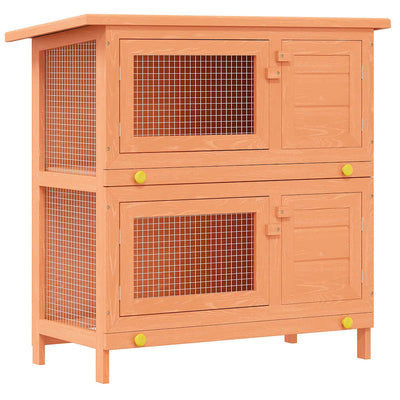 Hutch di coniglio Vidaxl per l'esterno con 4 porte in legno