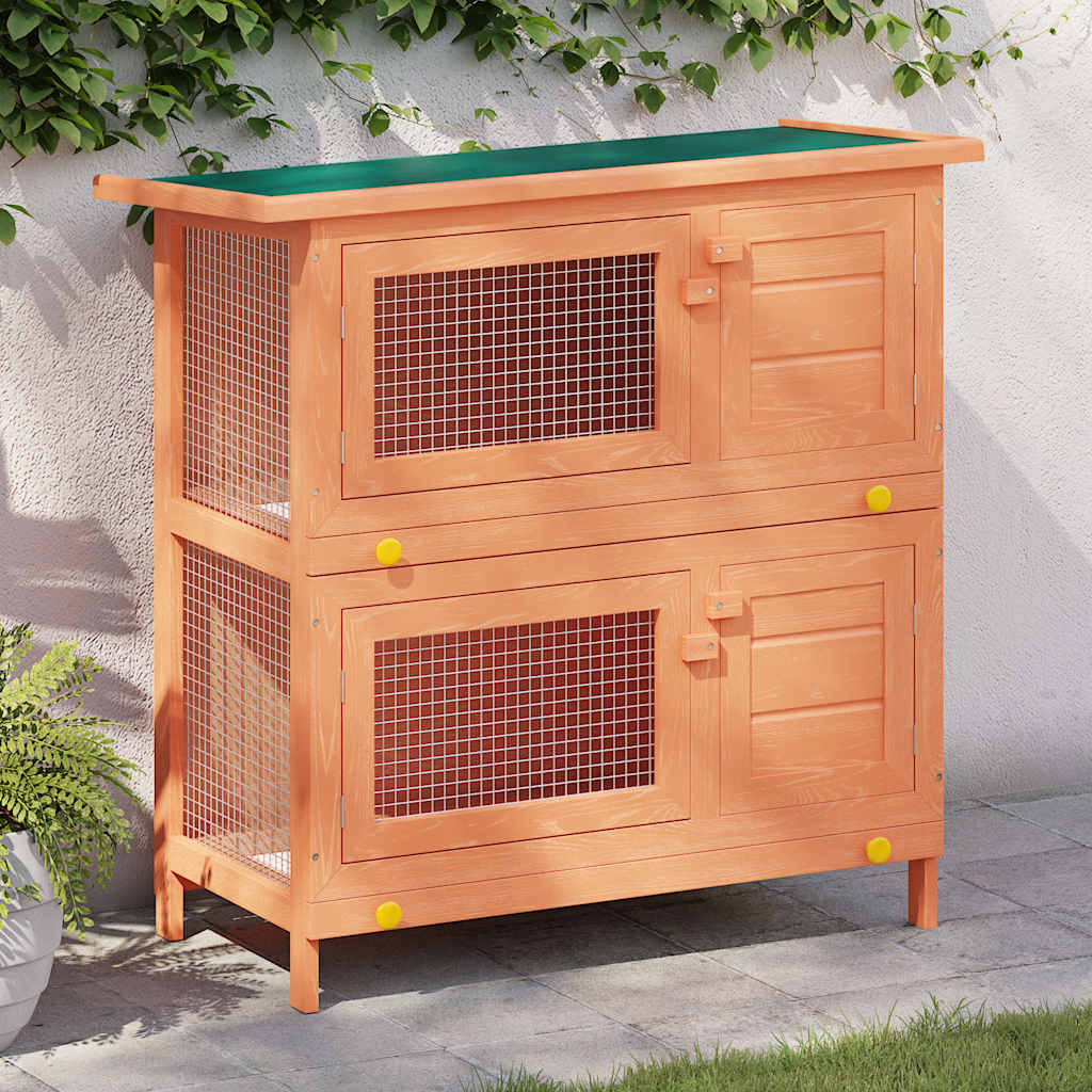 Vidaxl Rabbit Hutch para afuera con 4 puertas de madera