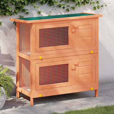 Hutch di coniglio Vidaxl per l'esterno con 4 porte in legno
