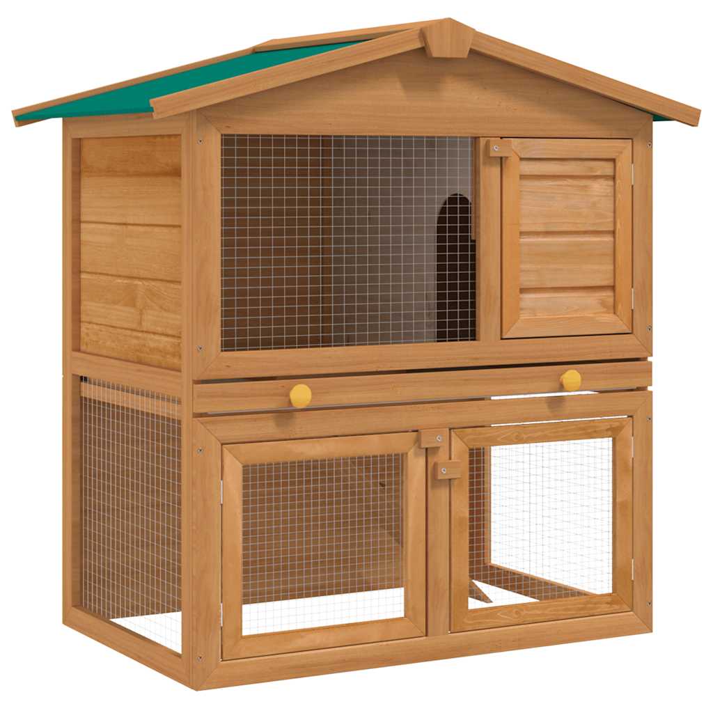 Vidaxl Rabbit Loft para afuera con 3 puertas de madera
