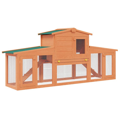 Hutch di coniglio Vidaxl per esterno con tetti grandi legno