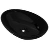 Vidaxl fregadero de lujo oval 40x33 cm cerámico negro
