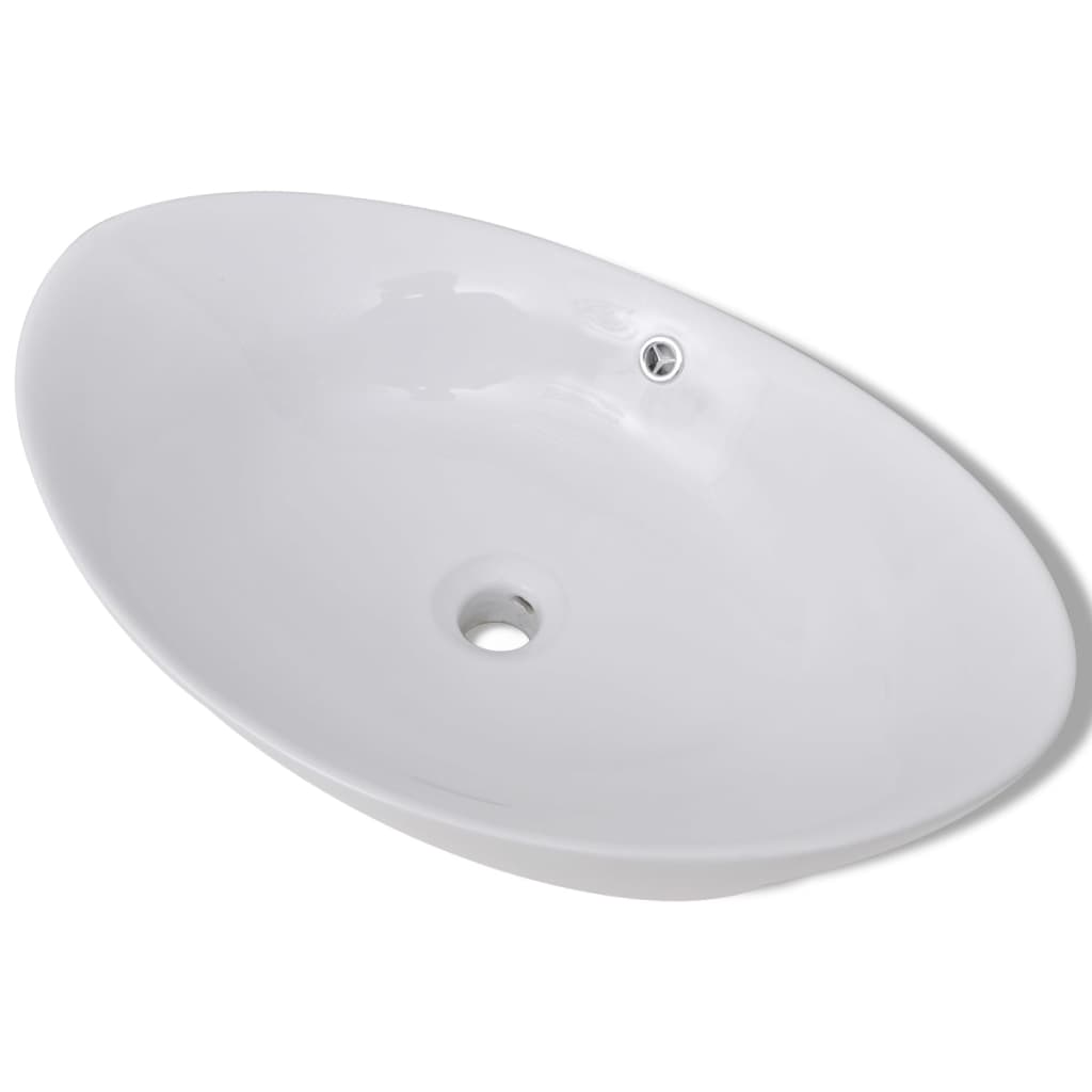 Lavandino ceramico Vidaxl ovale 59 x 38,5 cm