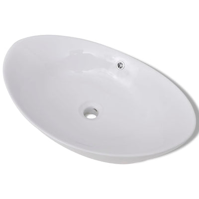 Vidaxl fregadero de cerámica ovalado 59 x 38.5 cm