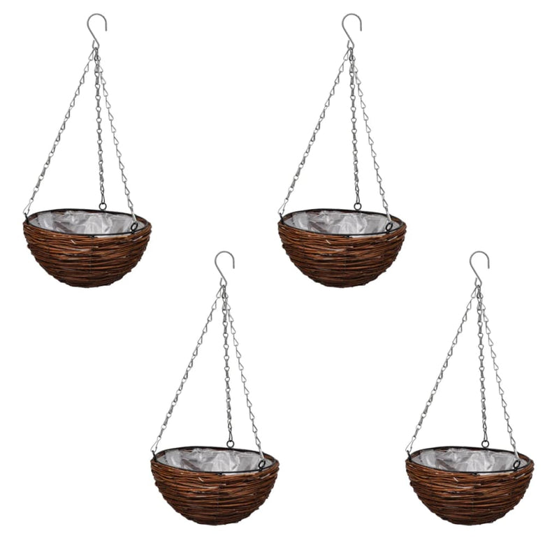 Vidaxl sospeso bin Wilgenhout con fodera e catena 4 pezzi