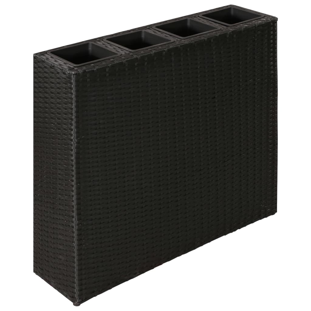 Vidaxl fioriera allevata con 4 pentole poli rattan nero