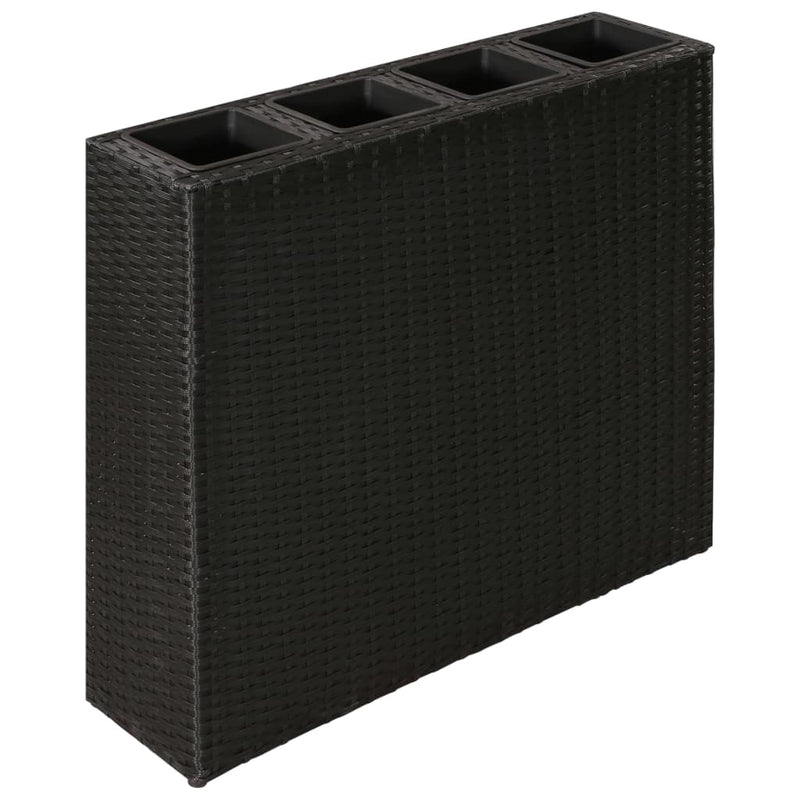 Plantador Vidaxl criado con 4 macetas Poly Rattan Negro