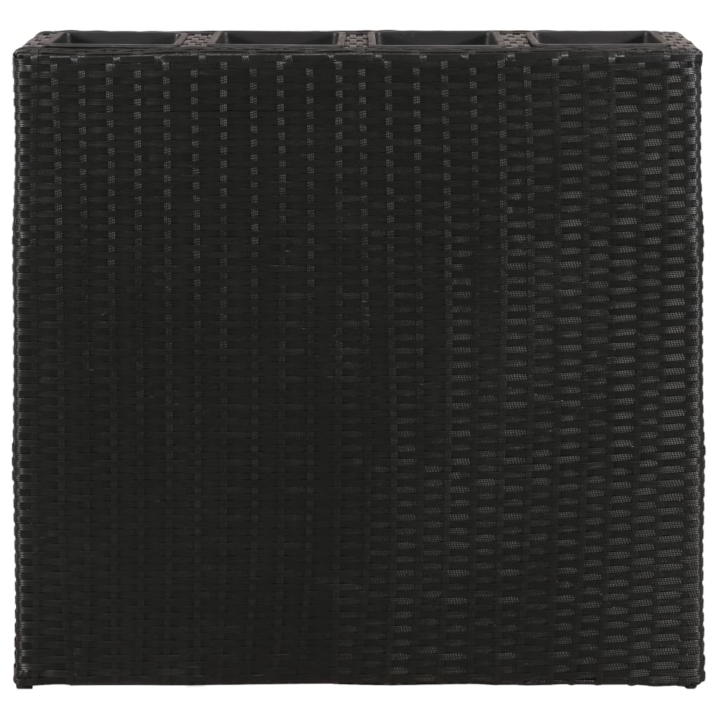 Vidaxl fioriera allevata con 4 pentole poli rattan nero