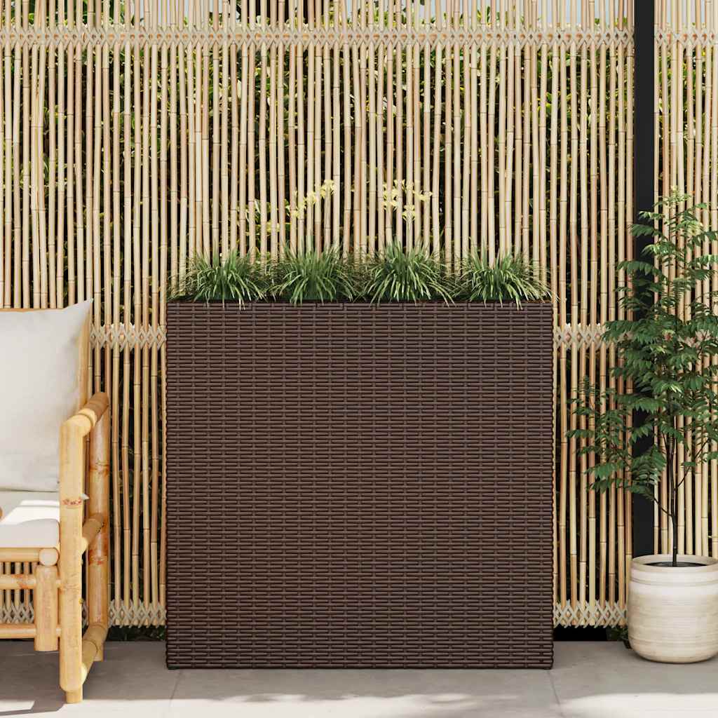 Plantador Vidaxl criado con 4 macetas Poly Rattan Brown