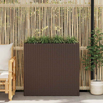 Vidaxl fioriera allevata con 4 pentole poli rattan marrone