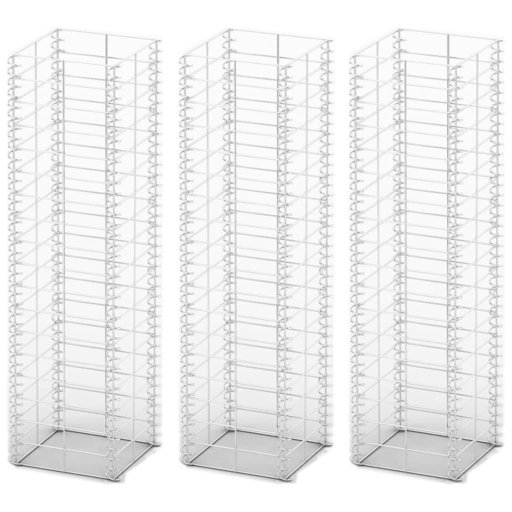 VIDAXL SET BAST SCHANS in 3 parti 25x25x100 cm Galvanizzato