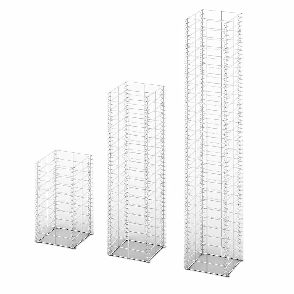 Vidaxl 3 partes Schanskorfset Galvanized Wire