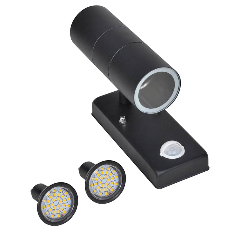 Lampada a parete Vidaxl con sensore LED cilindrico in acciaio inossidabile nero