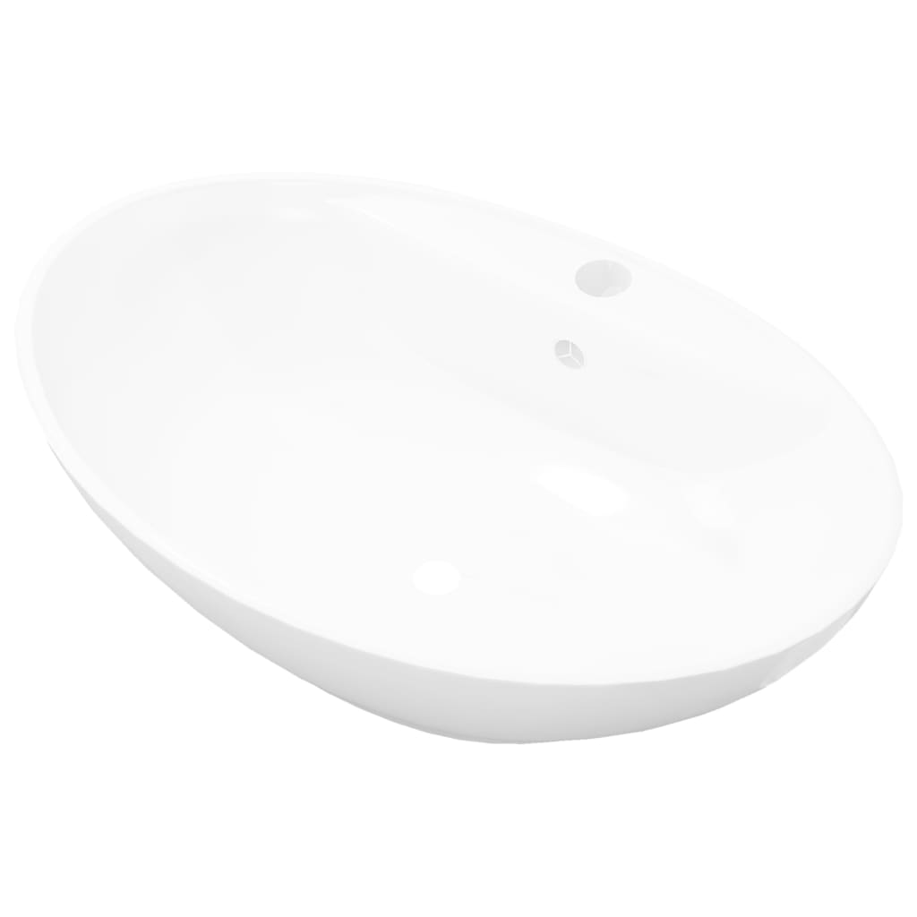 Vidaxl Sink di lusso con atterraggio e ceramica ovale