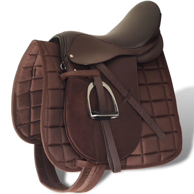 Vidaxl Real Leather Riding Seam 17,5 18 cm (set 5 in 1, marrone)