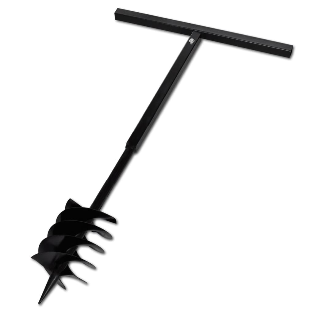 Taladro de tierra Vidaxl con mango y cabezal de tornillo 180 mm (negro)