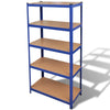 Vidaxl Storage Rack de acero de 5 capas y azul de madera procesada