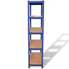 Vidaxl Storage Rack de acero de 5 capas y azul de madera procesada