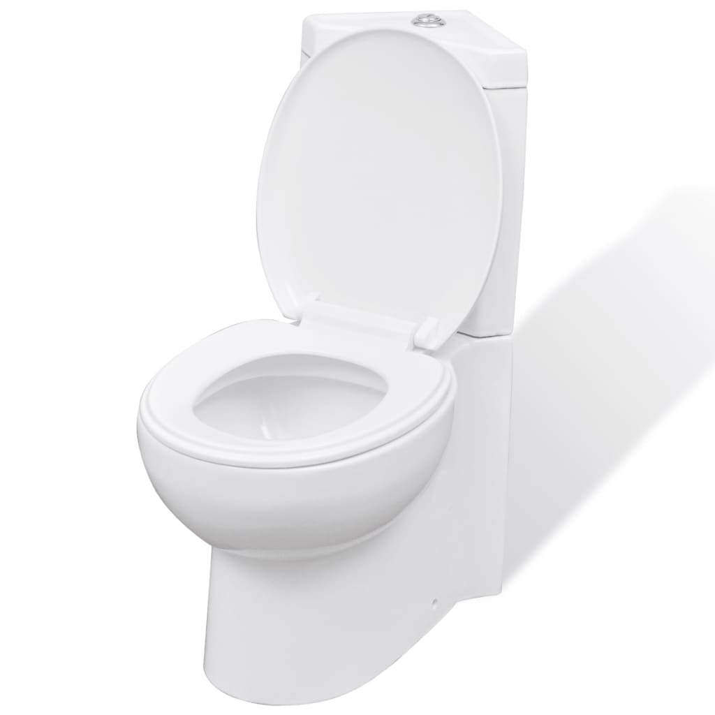 Vidaxl Modelo de esquina del baño Cerámico blanco